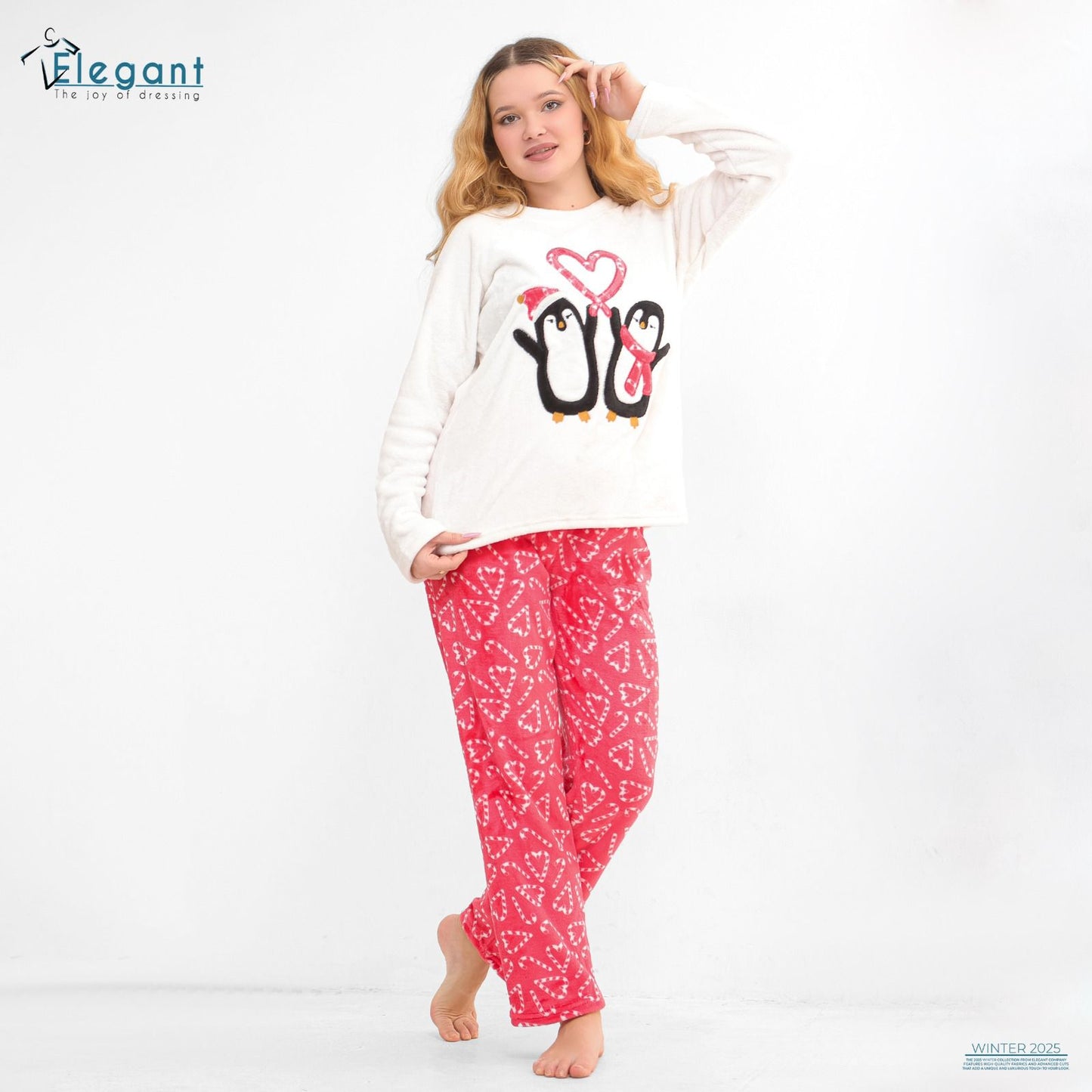 Polar PJ Offwhite/ Printed Red Candy - Penguin Couple