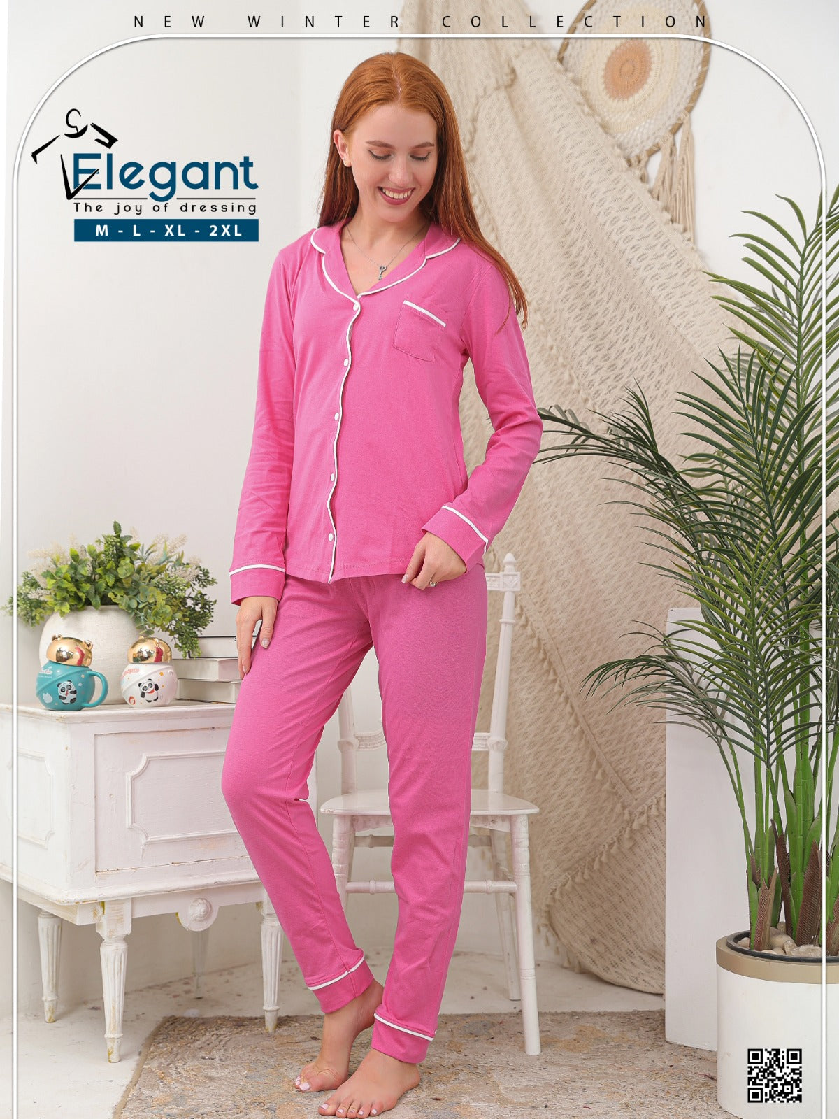 Autumn Cotton Pyjama Fushia