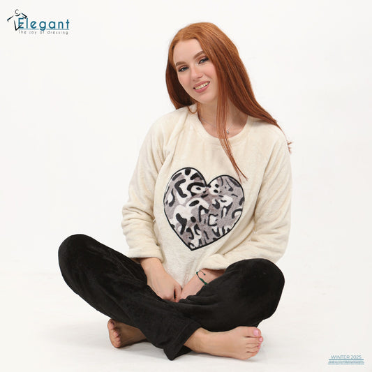 Polar PJ Ecru/Black Pant - Big heart