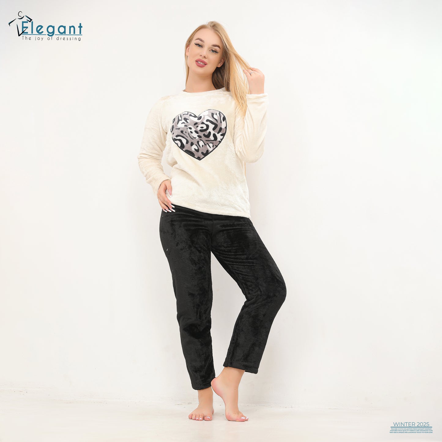 Polar PJ Ecru/Black Pant - Big heart