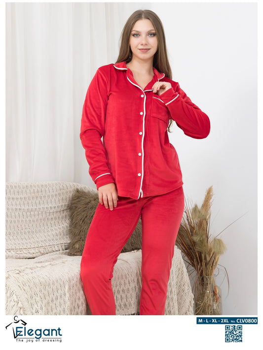 Velvet Classic Pyjama - Red