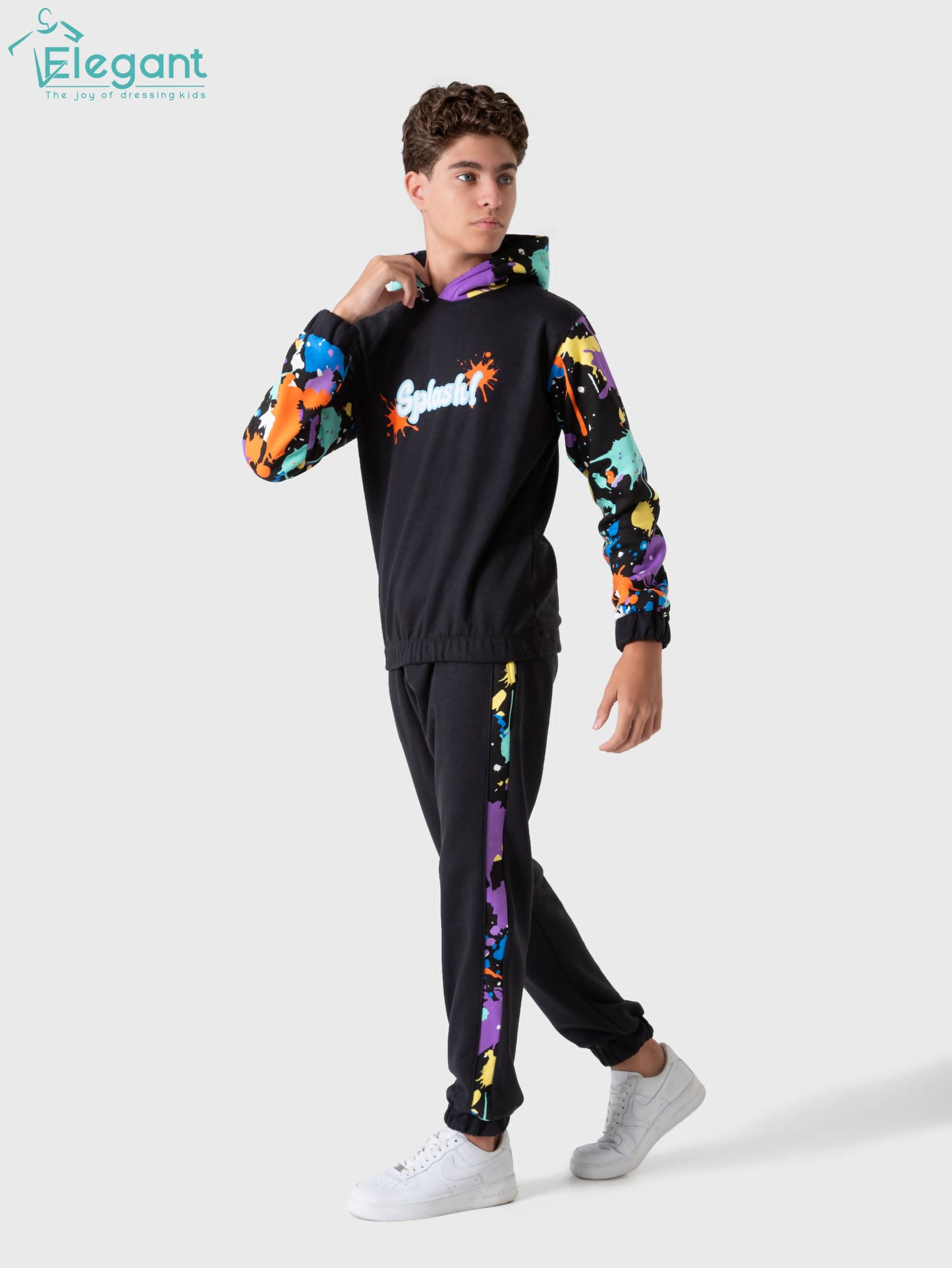 Teens Boys Melton set BLACK - Orange Splash