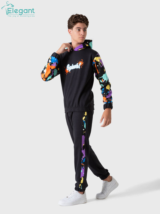 Teens Boys Melton set BLACK - Orange Splash