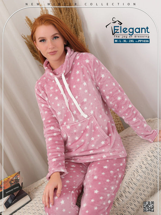 Polar PJ Turtleneck Printed Stars - Pink