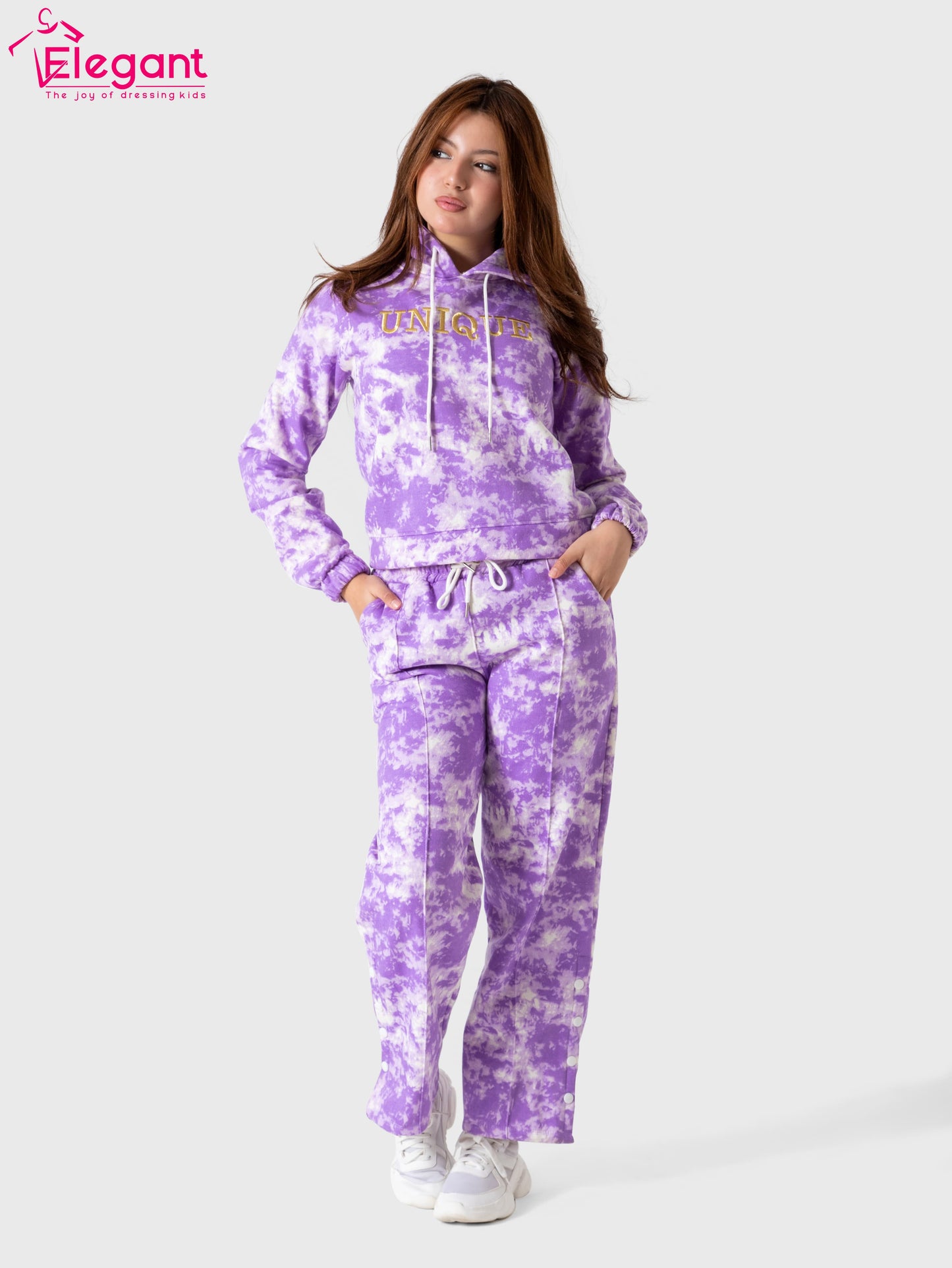 Teens Girls Melton set - Tie Dye Purple