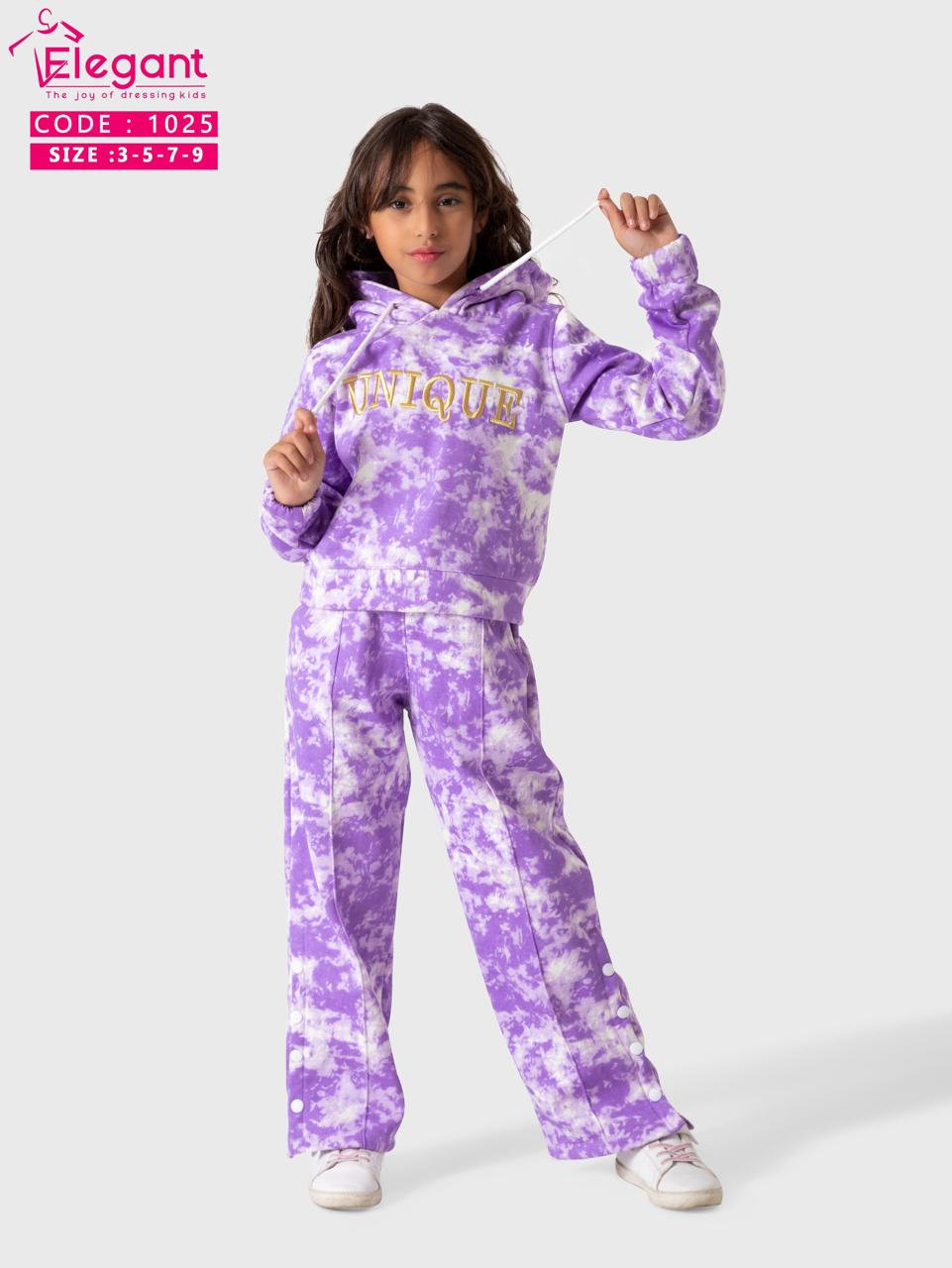 Kids Girls Melton set - Tie Dye Purple