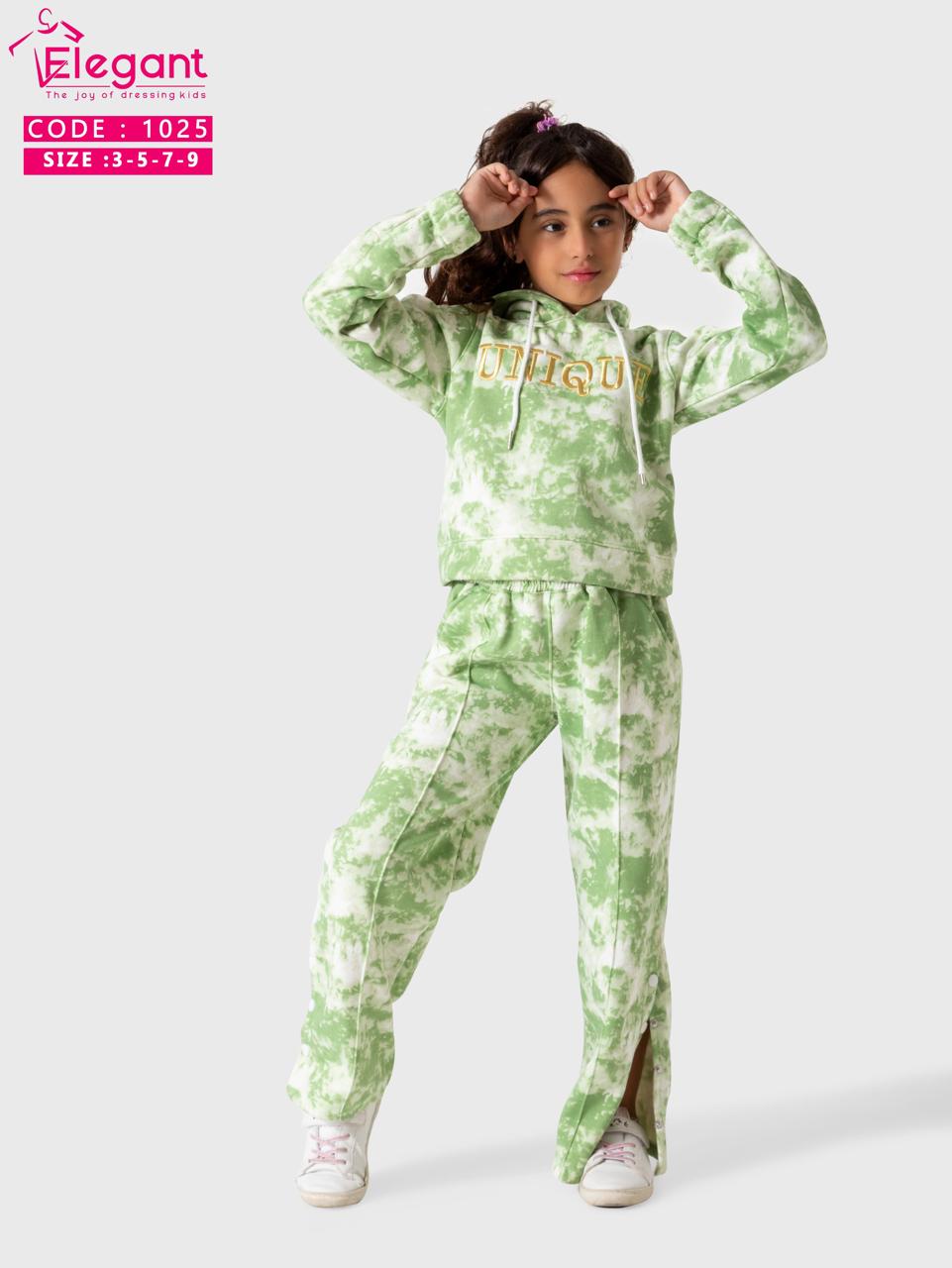 Kids Girls Melton set - Tie Dye Green