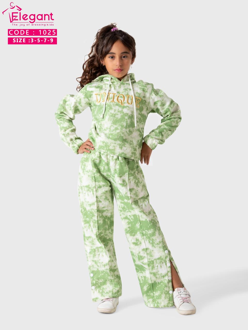 Kids Girls Melton set - Tie Dye Green