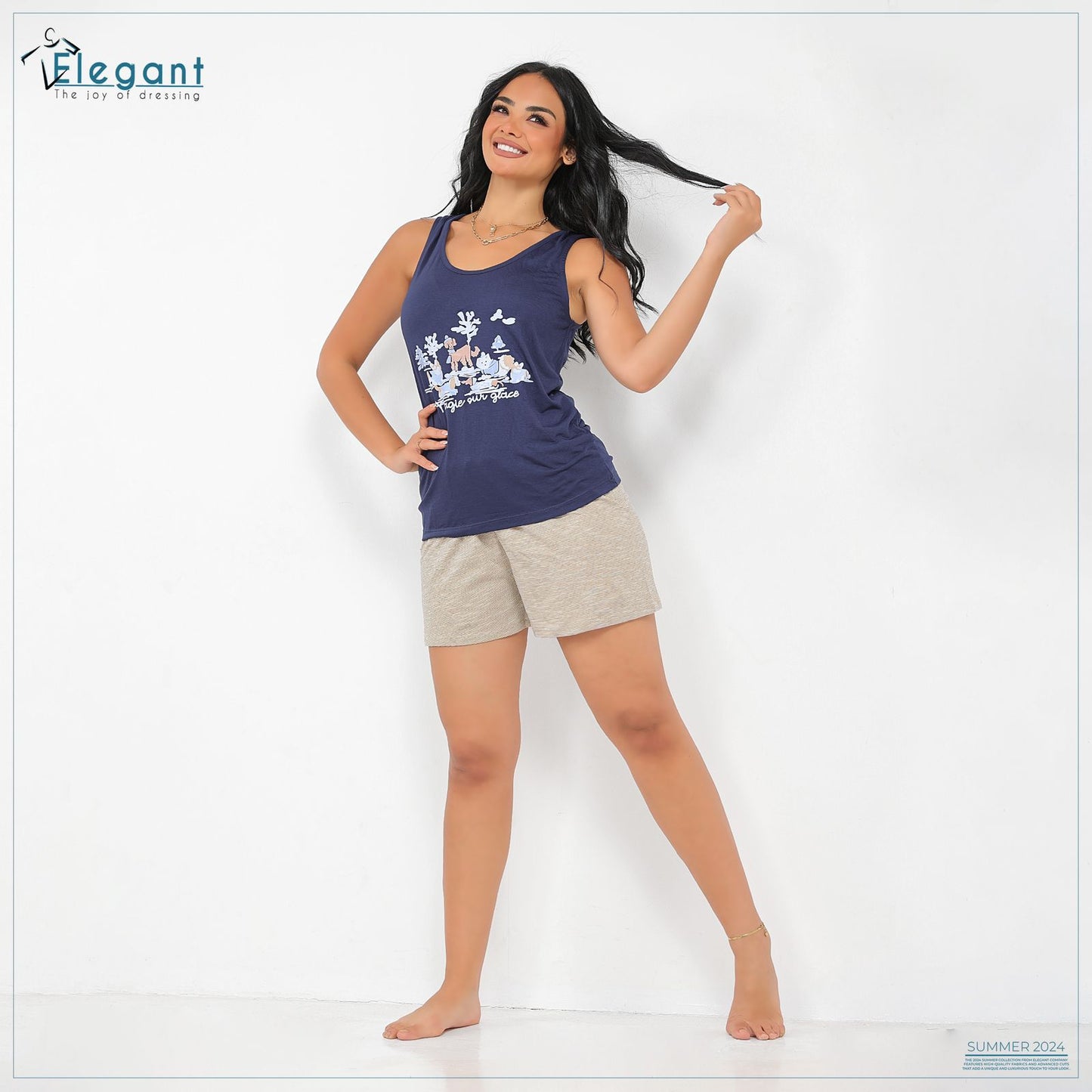 PJ short Cotton Navy - Trees