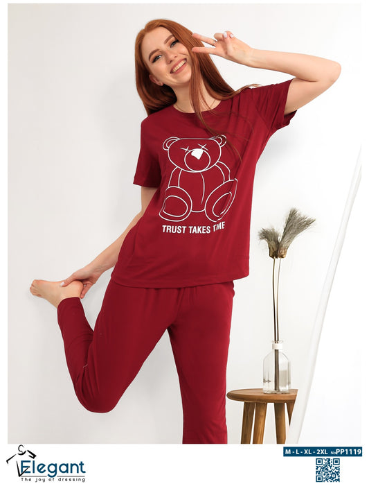PJ Pants cotton Burgundy - Trust