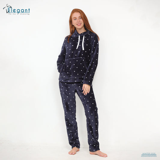 Polar PJ Turtleneck Printed Polka Dots Navy