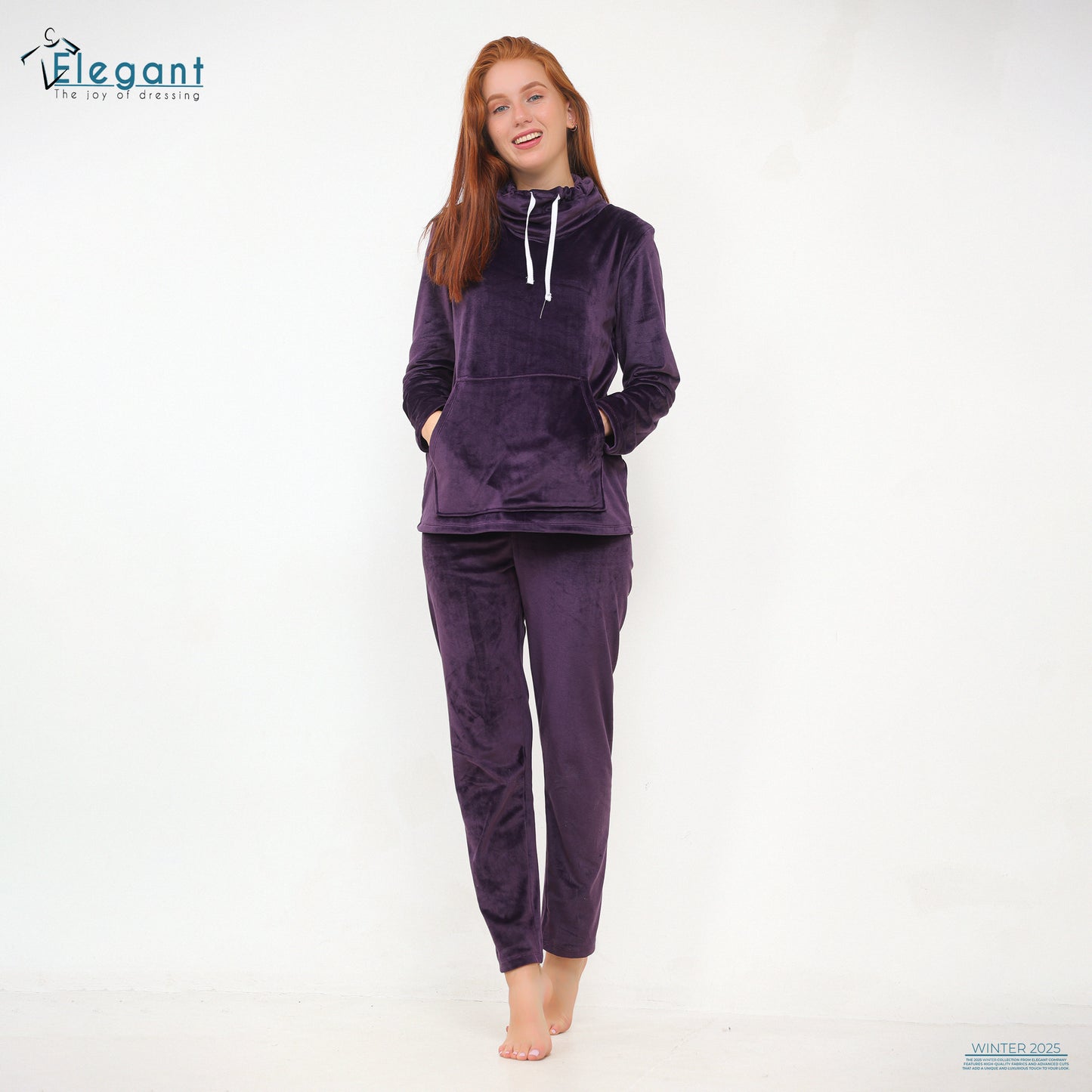 Velvet High neck PJ Dark Purple