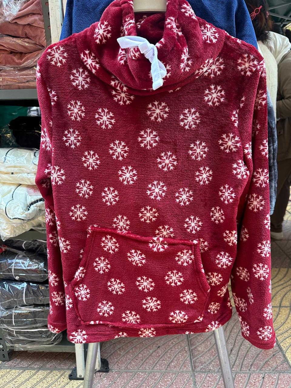 Polar PJ Turtleneck Printed Snowflake Maroon