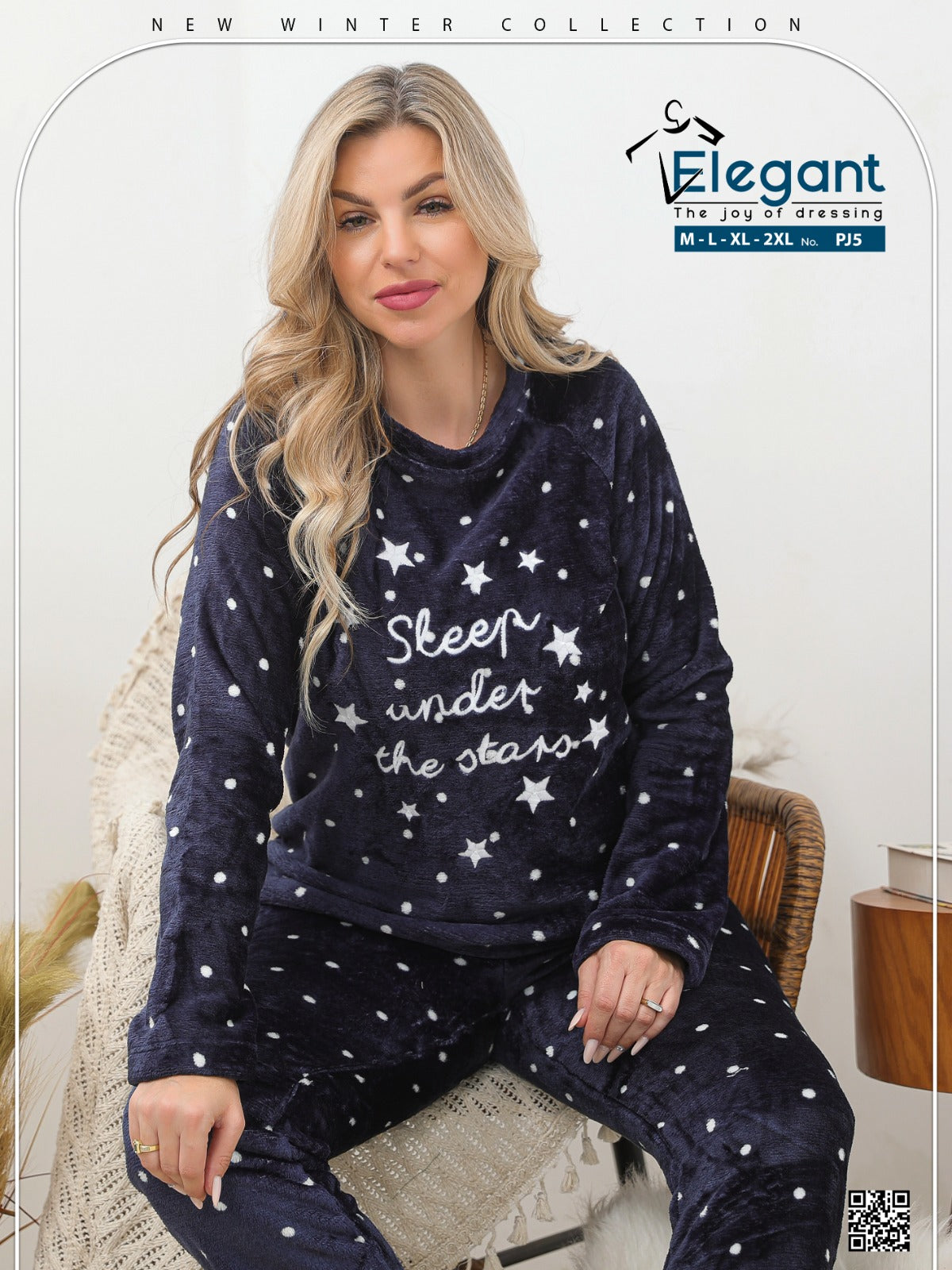 Polar PJ Printed Navy stars - Sleep under the stars