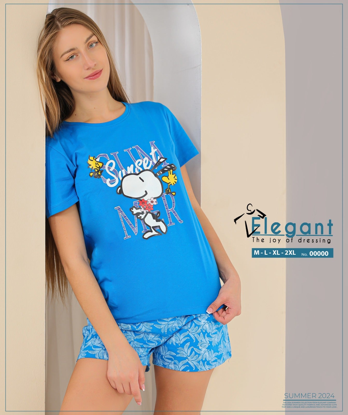 PJ Shorts cotton Blue - Snoopy Summer
