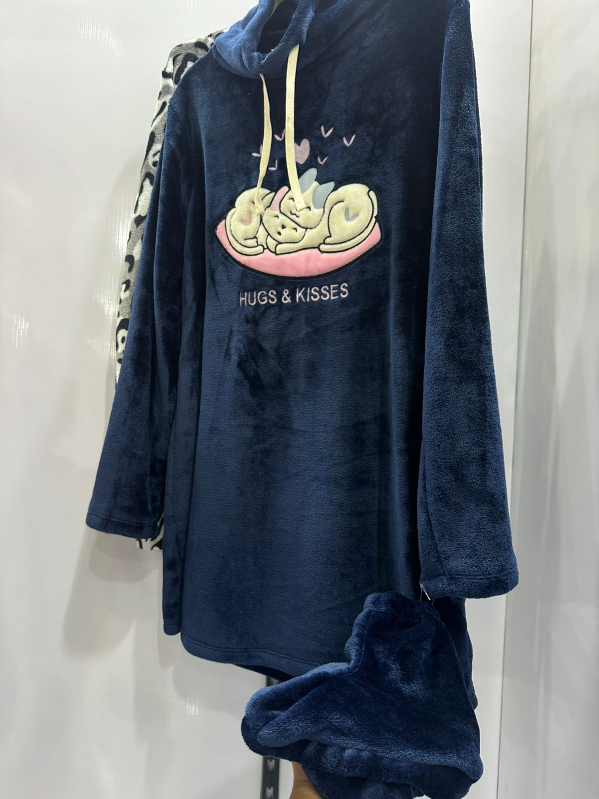 Nightshirt with Footwear Navy - Hugs & Kisses