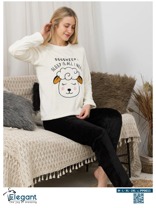 Polar PJ Offwhite/Black - Sheep Sleep