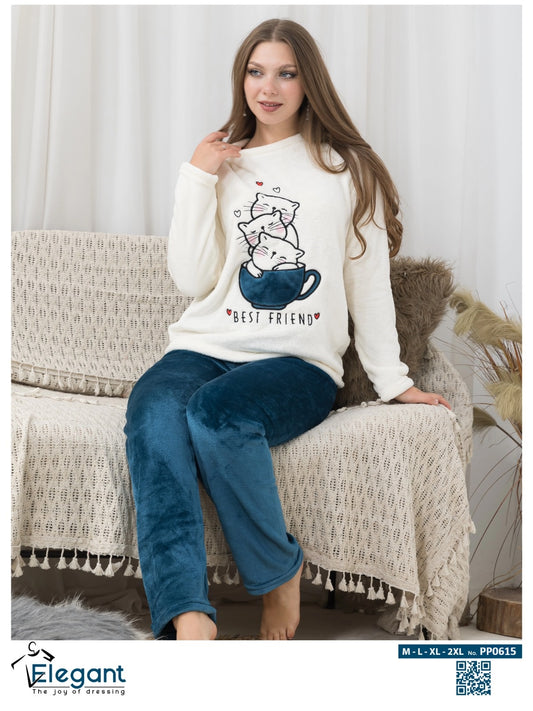 Polar PJ Offwhite/indigo - kitten friends