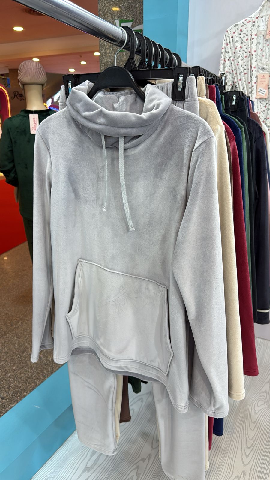 Velvet High neck PJ - Grey