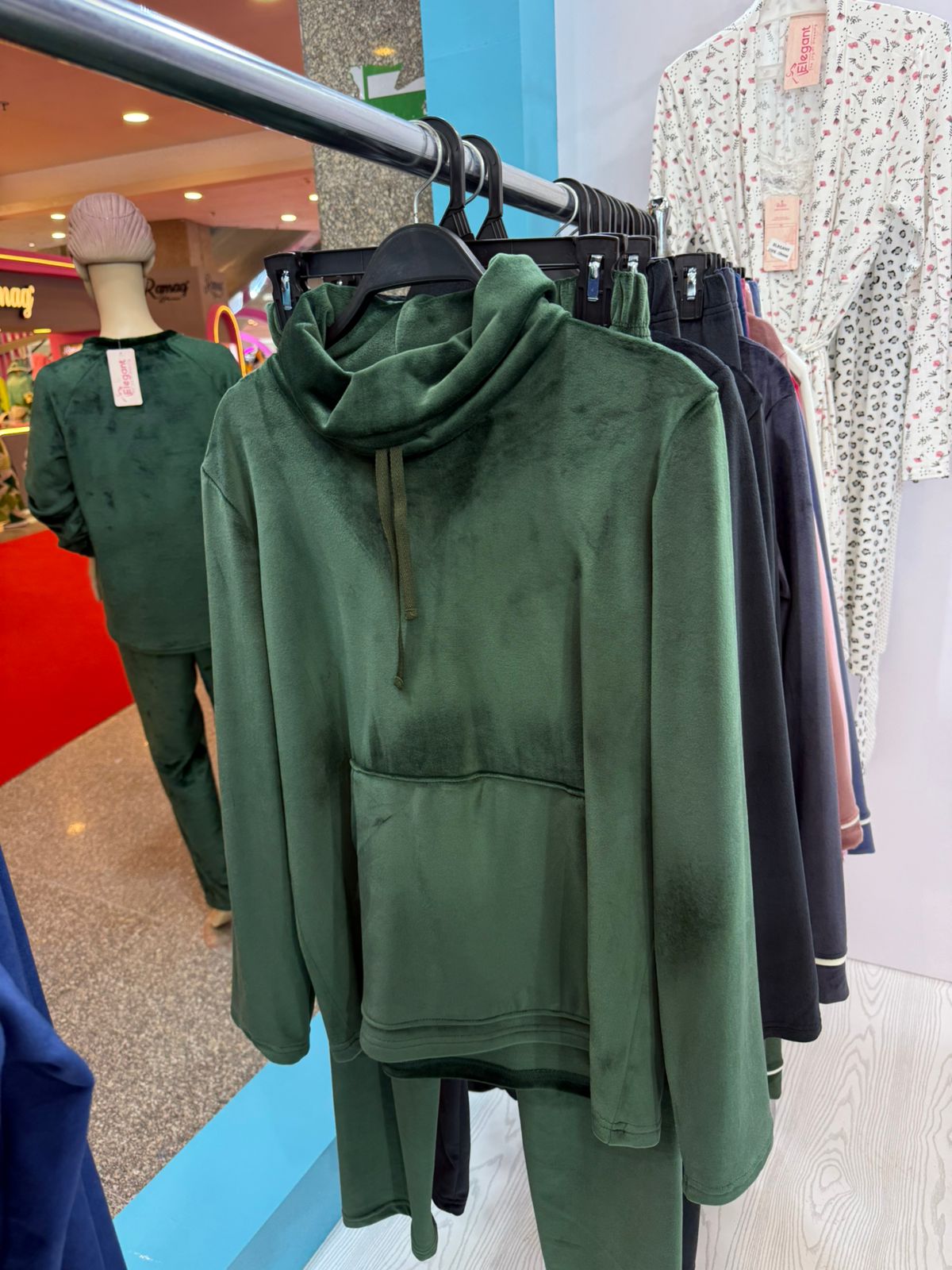 Velvet High neck PJ - Emerald Green