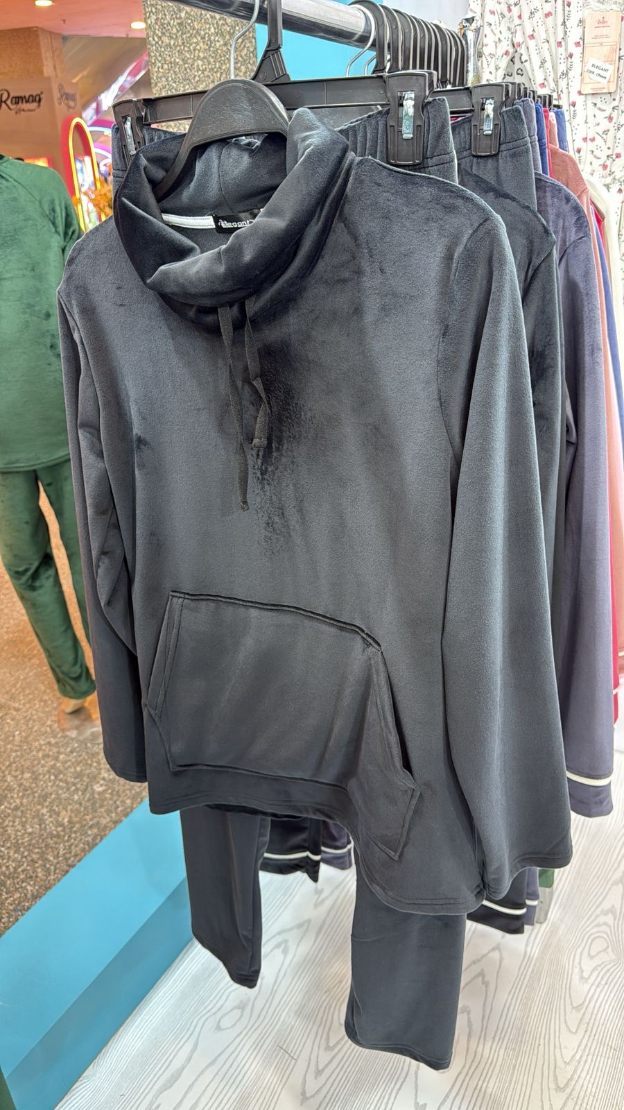 Velvet High neck PJ - Black