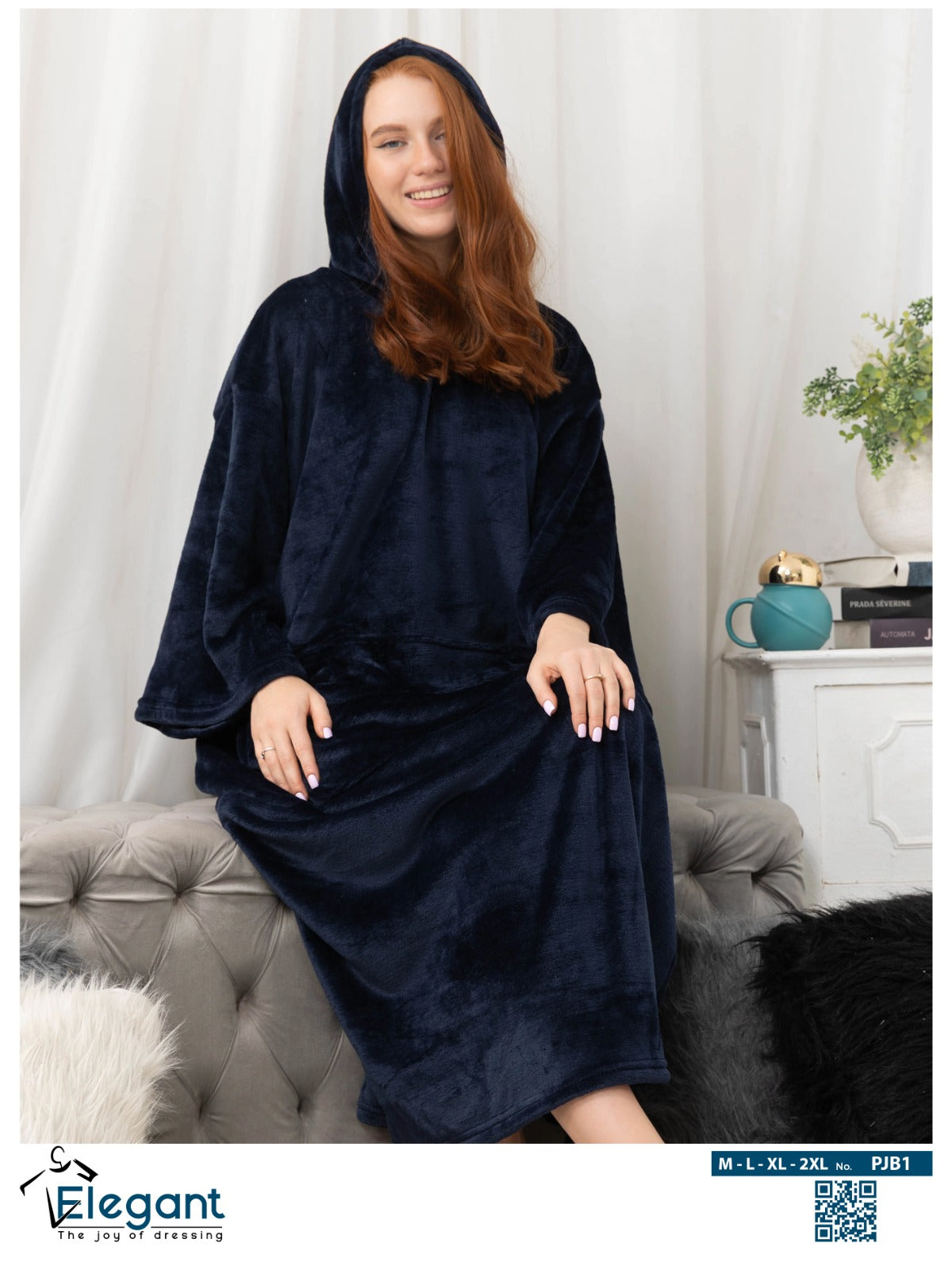 Long Blanket Hoodie - Navy