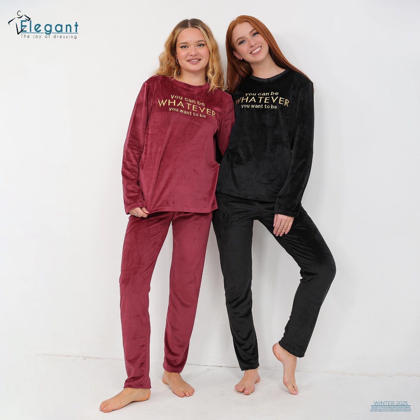 Velvet Embroidery PJ Black- You Can