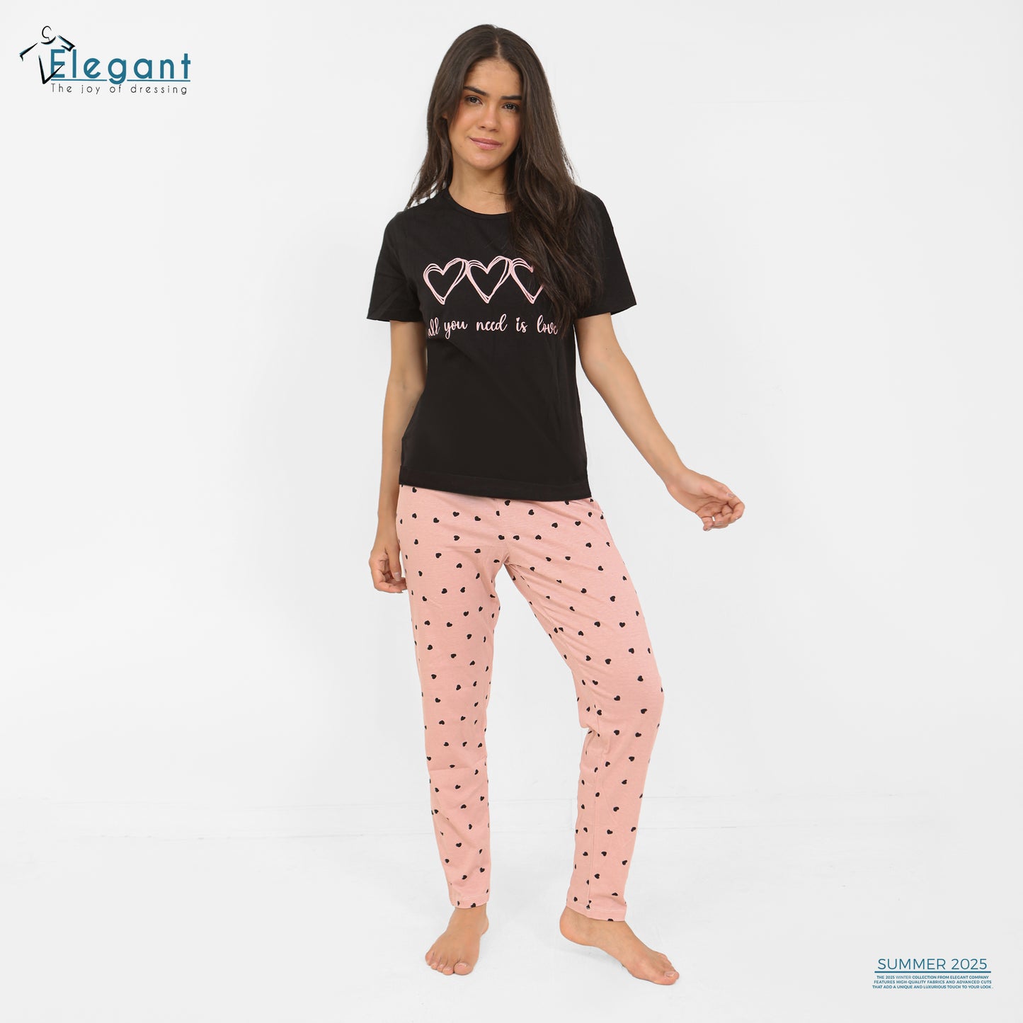 PJs Pants Cotton Black - all you need is love