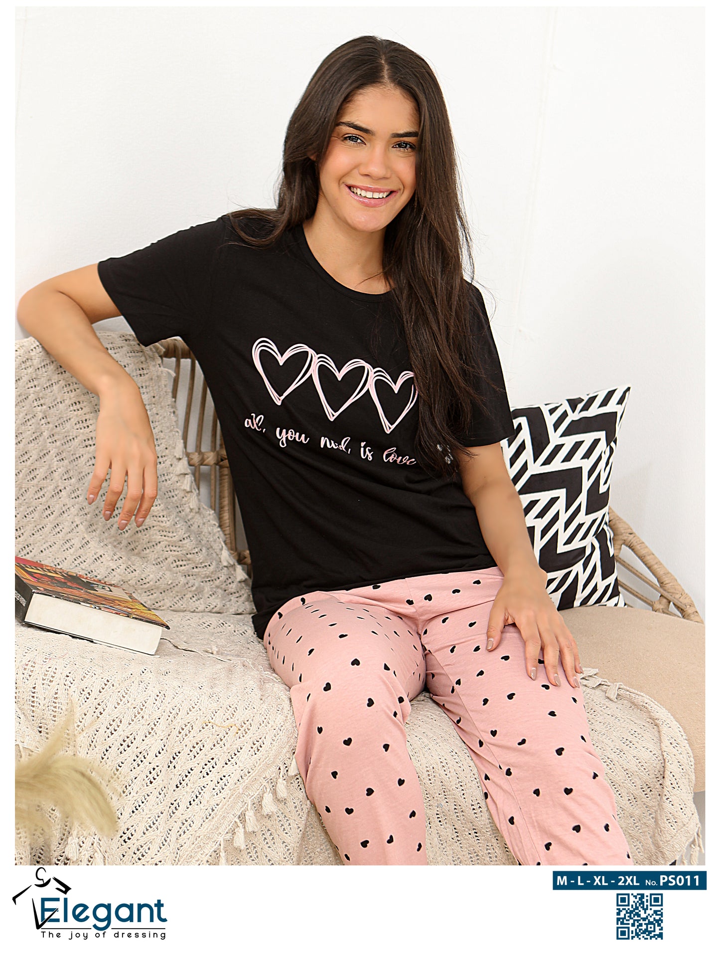 PJs Pants Cotton Black - all you need is love