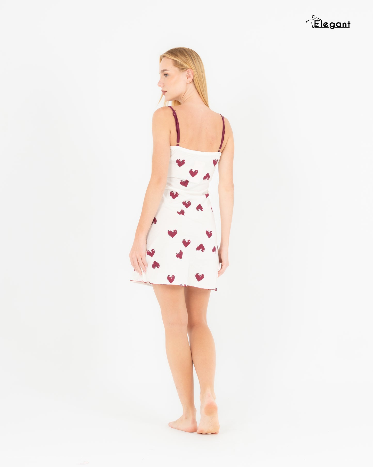 Straps Nightshirt Cotton Printed - Minimal Hearts
