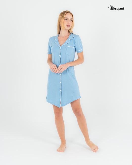 Classic Nightshirt Cotton - Sky Blue
