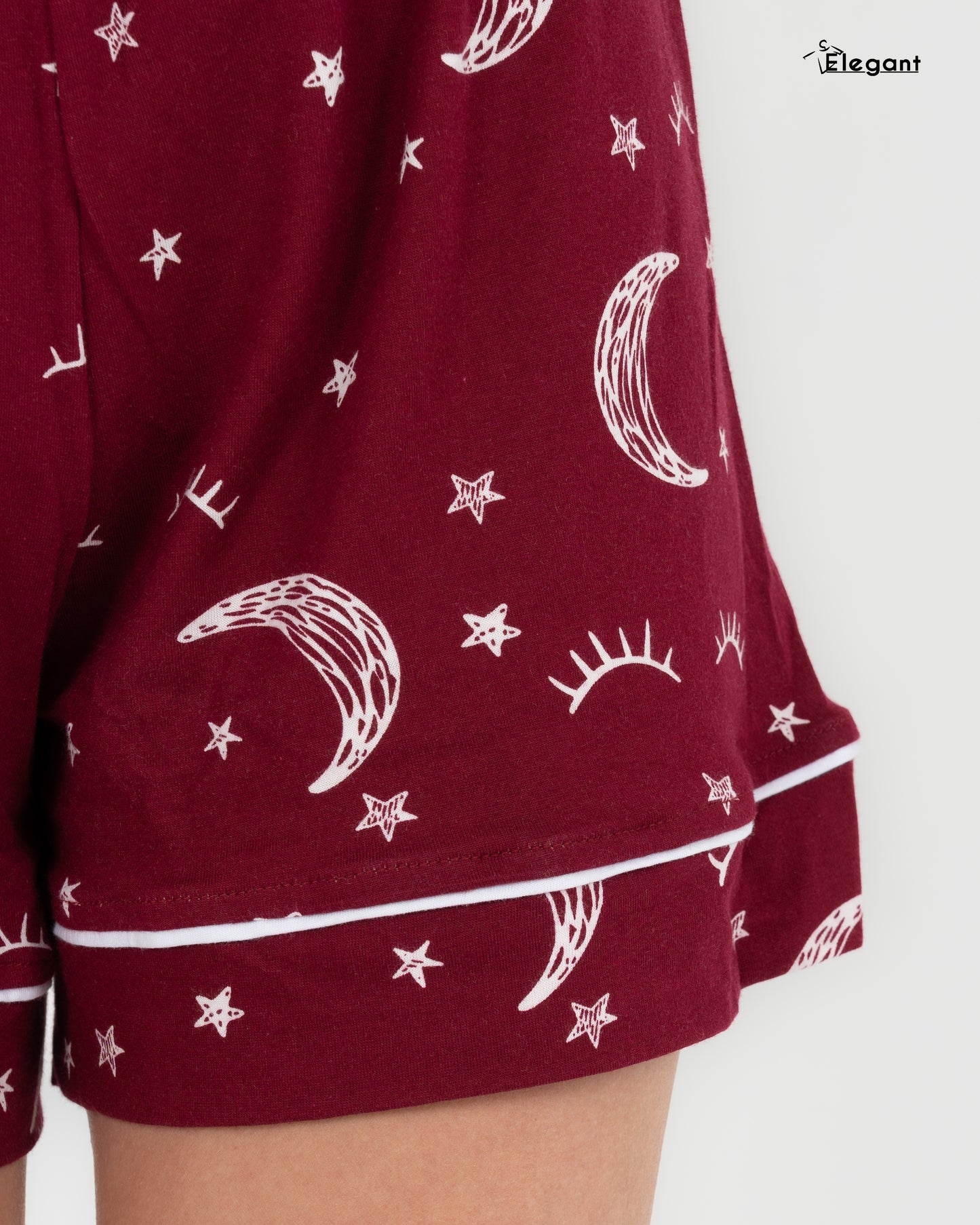 Classic PJ Shorts Cotton Printed - Burgundy Crazy Galaxy