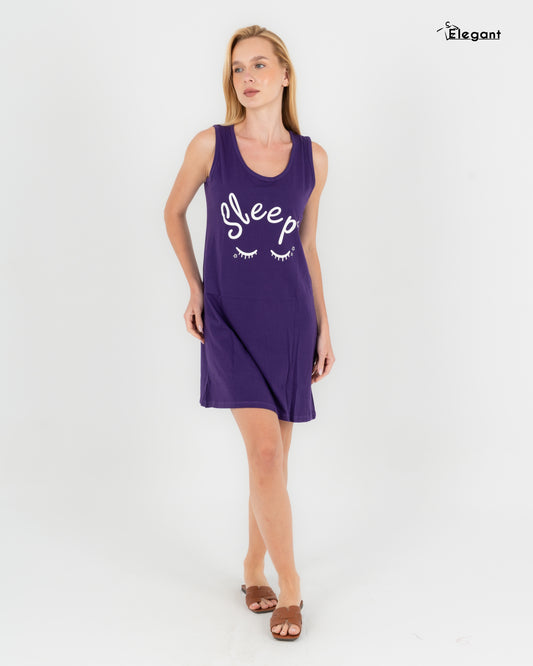 Sleeveless Nightshirt Cotton  Deep Purple - Sleep lashes
