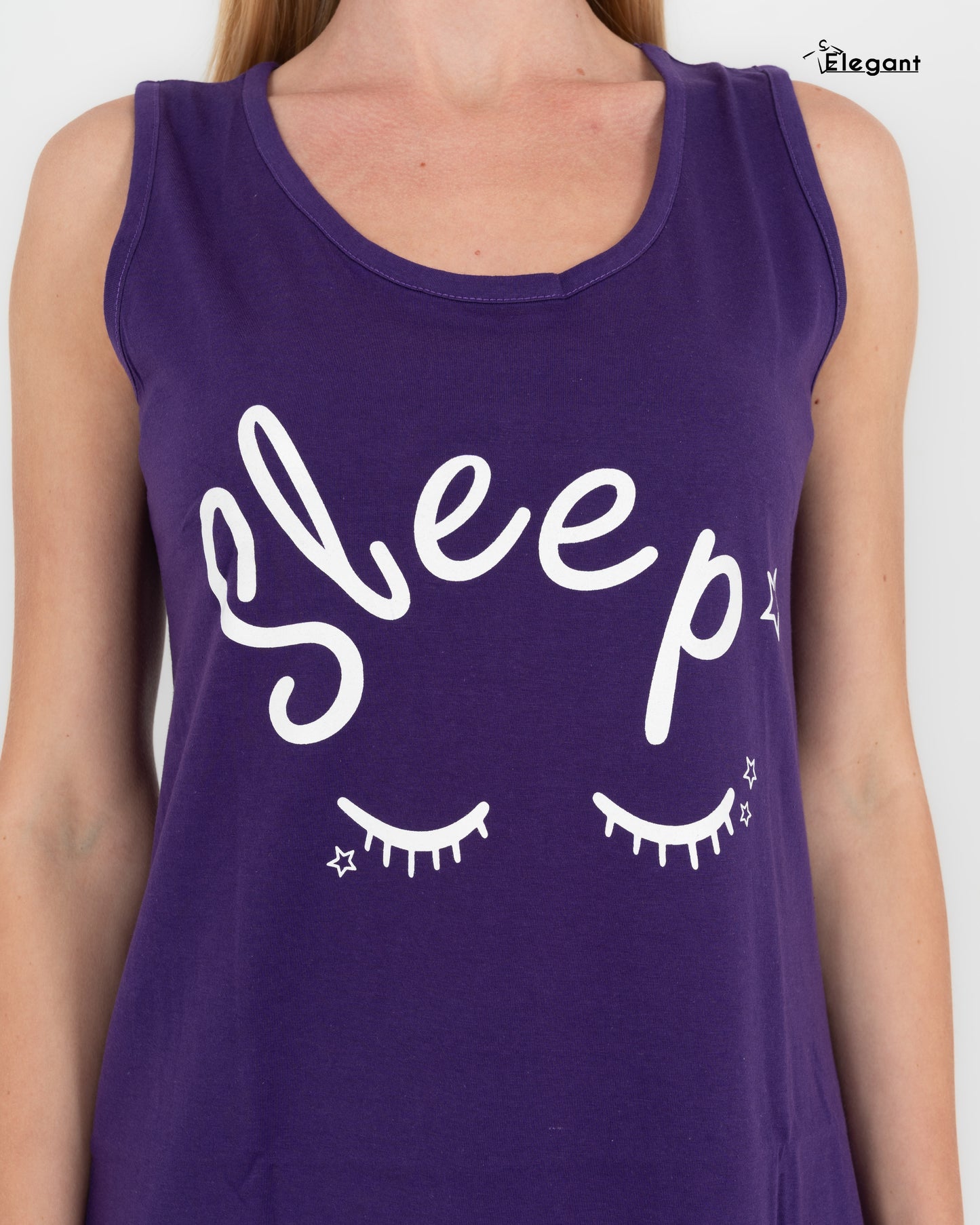 Sleeveless Nightshirt Cotton  Deep Purple - Sleep lashes