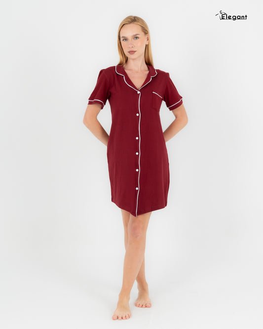 Classic Nightshirt Cotton - Burgundy