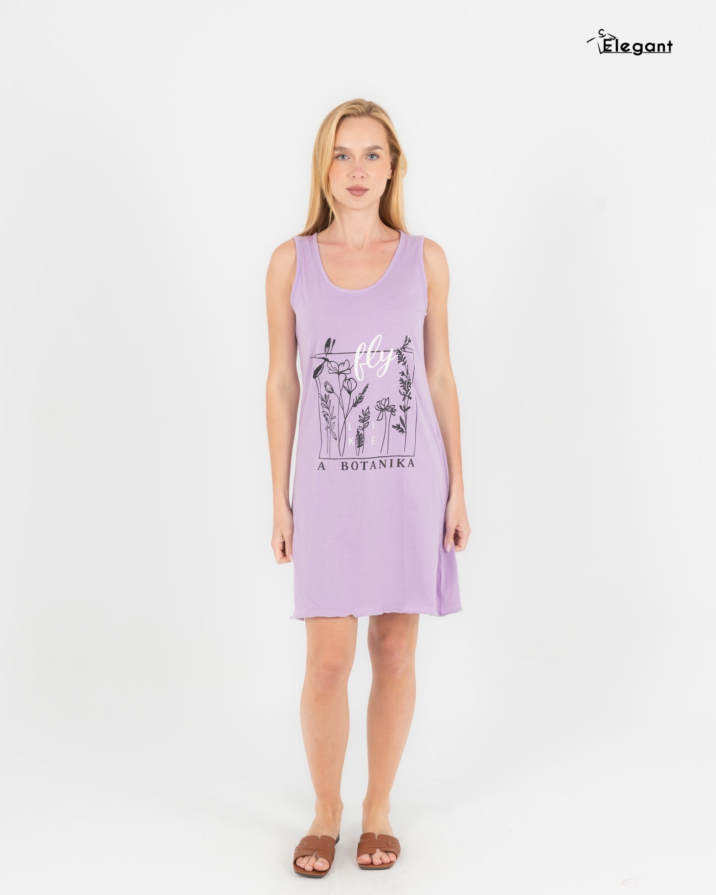 Nightshirt Cotton Sleeveless - Lavender - Botanika Fly