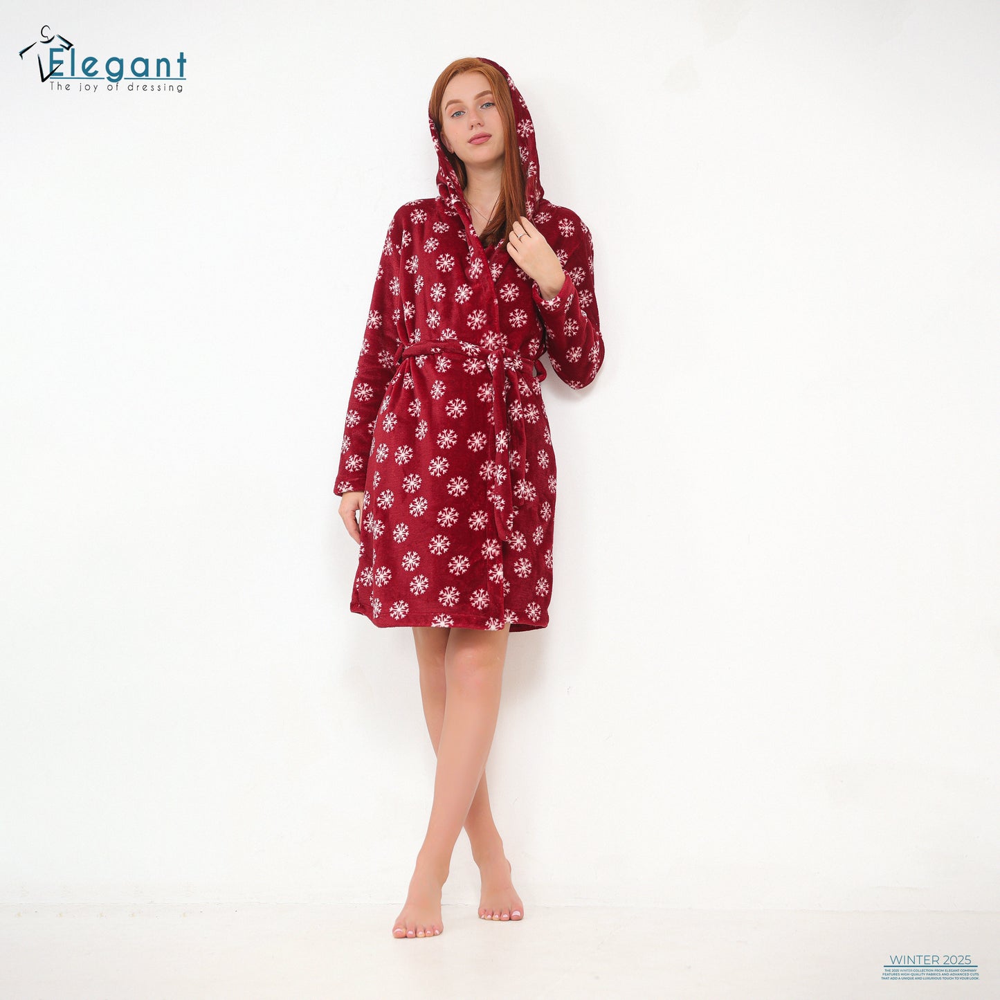 Polar Mini Robe Printed Snowflake - Maroon