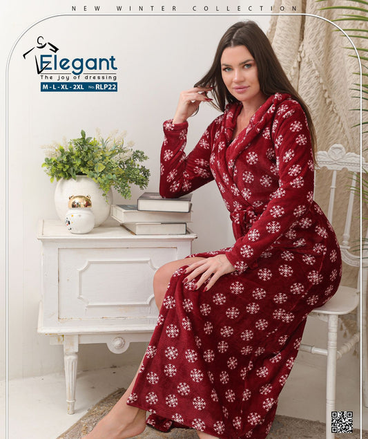 Polar Long Robe Printed Snowflake -Maroon