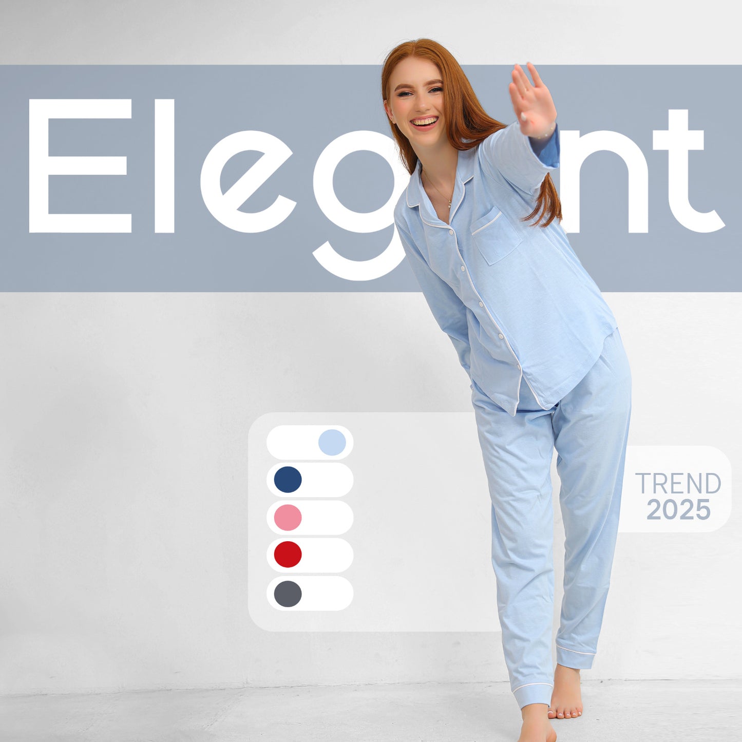 Cotton Long sleeves Classic PJ Pants - Baby Blue