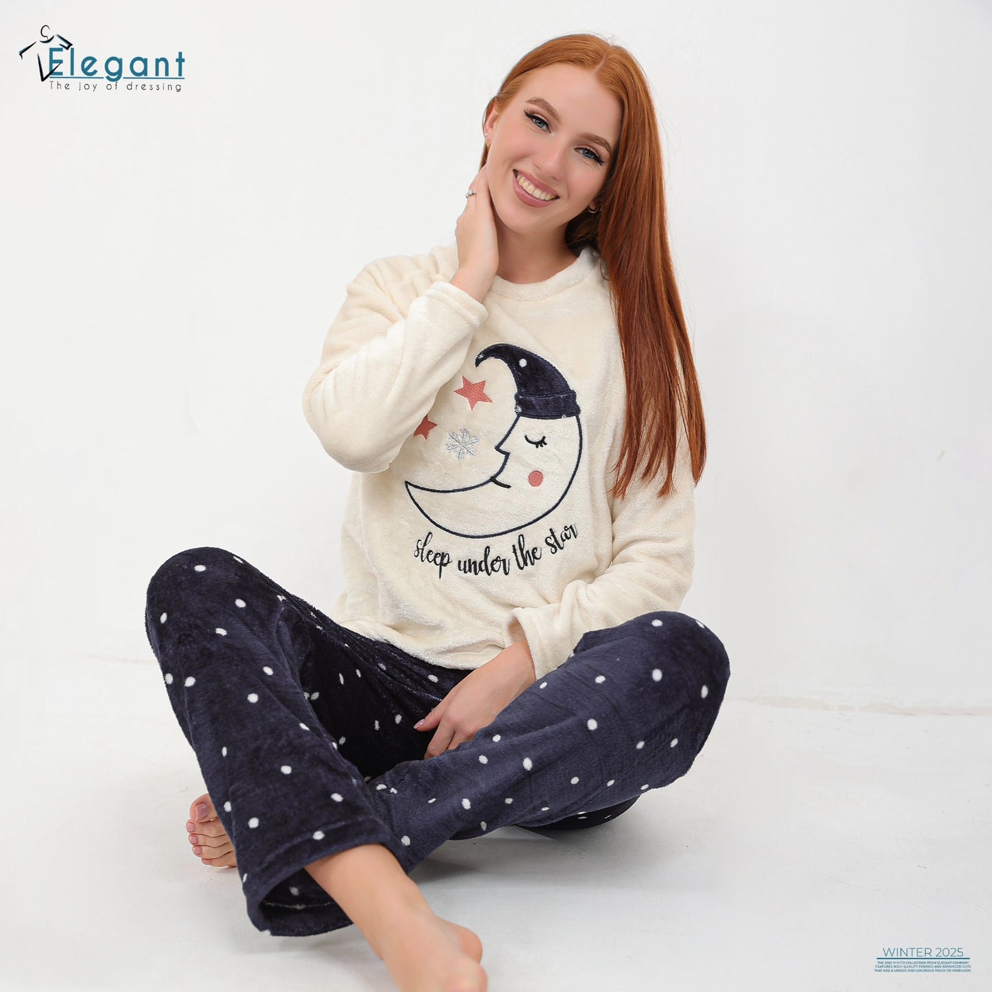 Polar PJ Ecru / Printed Navy Pant - Baby Moon