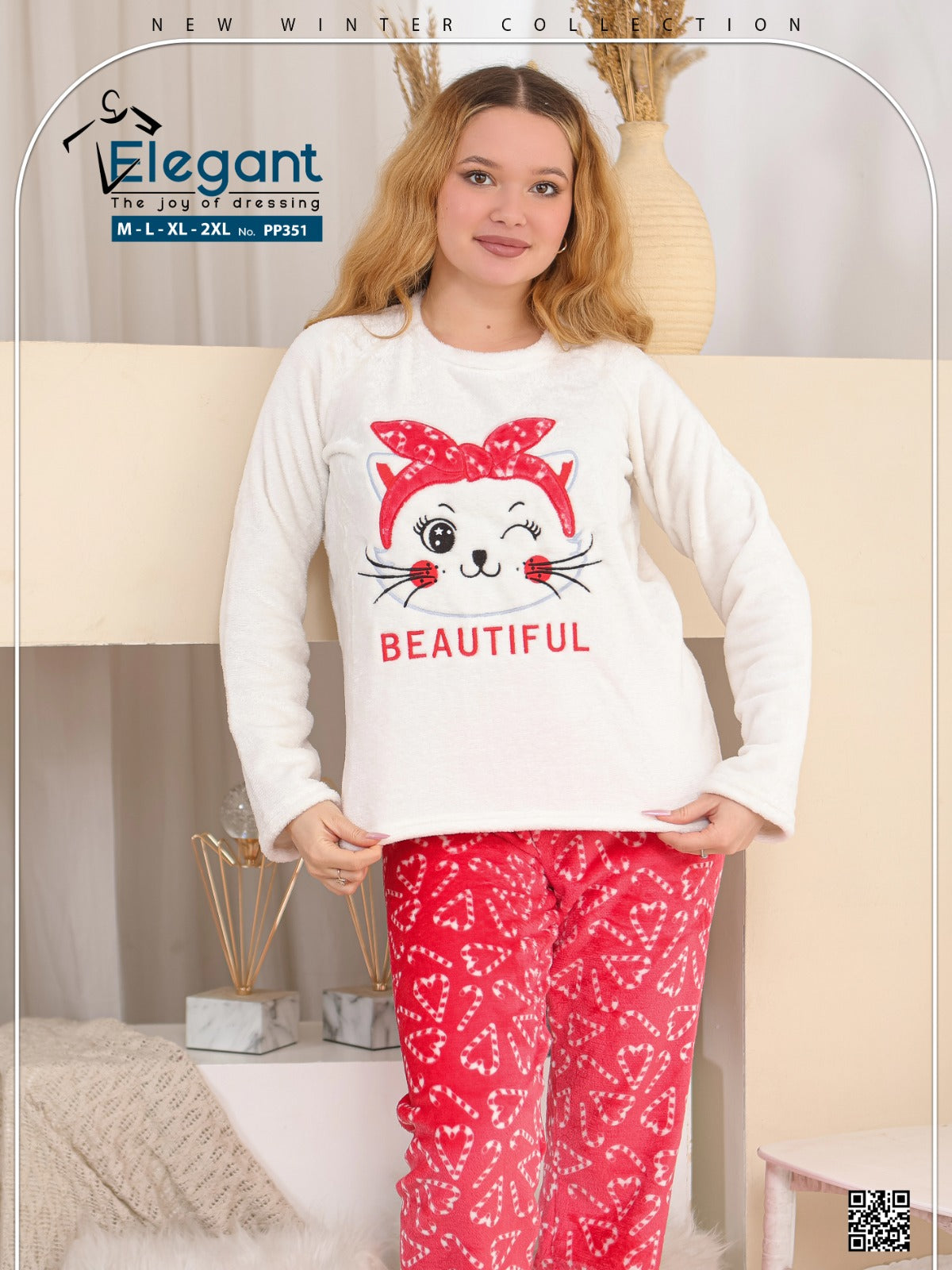 Polar PJ Offwhite/ Printed Red Candy - Beautiful Cat