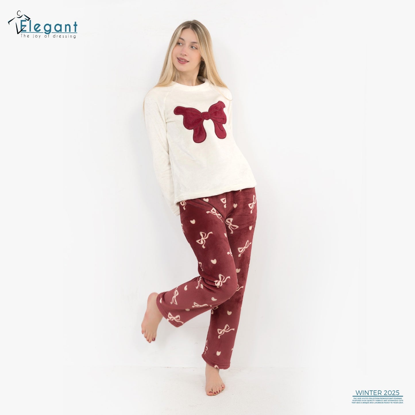 Polar PJ Offwhite - Maroon Sweet Bow