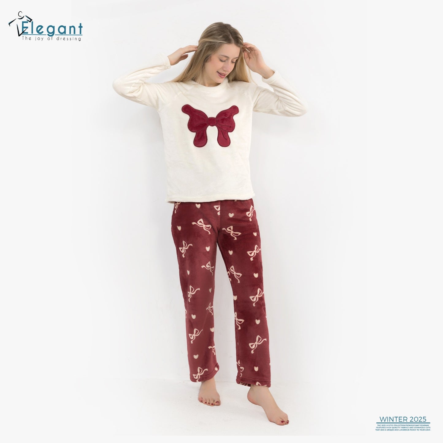 Polar PJ Offwhite - Maroon Sweet Bow
