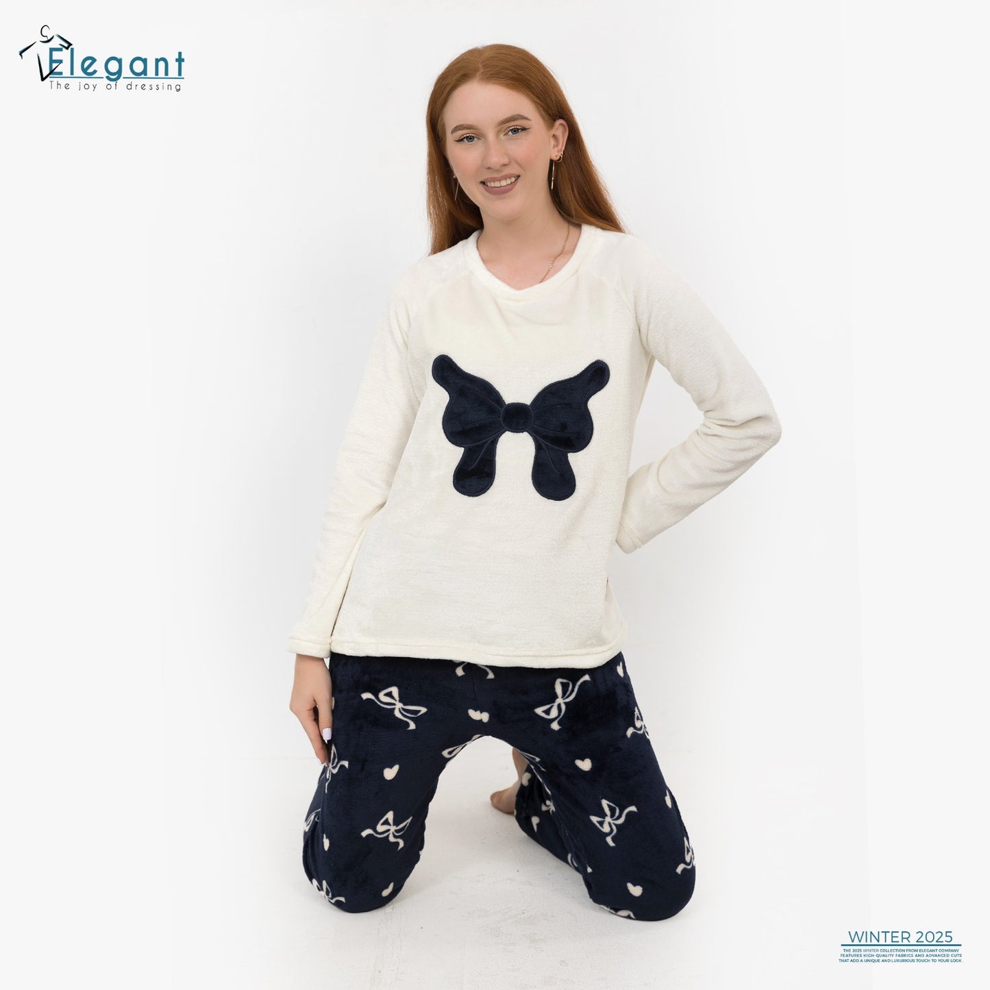 Polar PJ Offwhite - Navy Sweet Bow