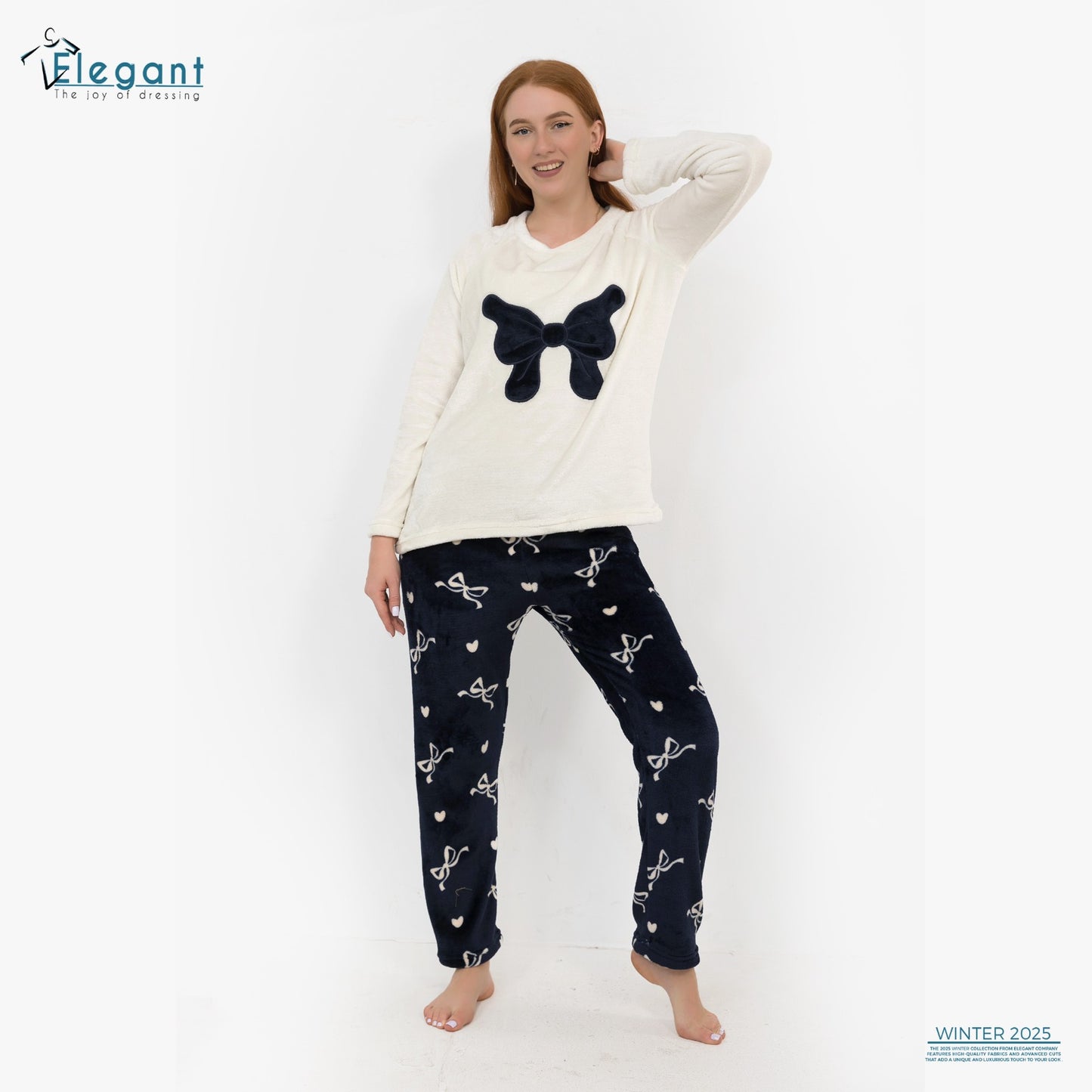 Polar PJ Offwhite - Navy Sweet Bow