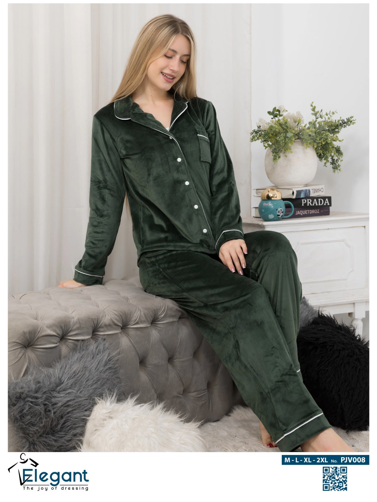 Velvet Classic Pj Wide Leg - Emerald Green