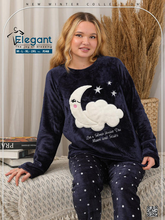 Polar PJ Printed Navy - Cloudy Moon