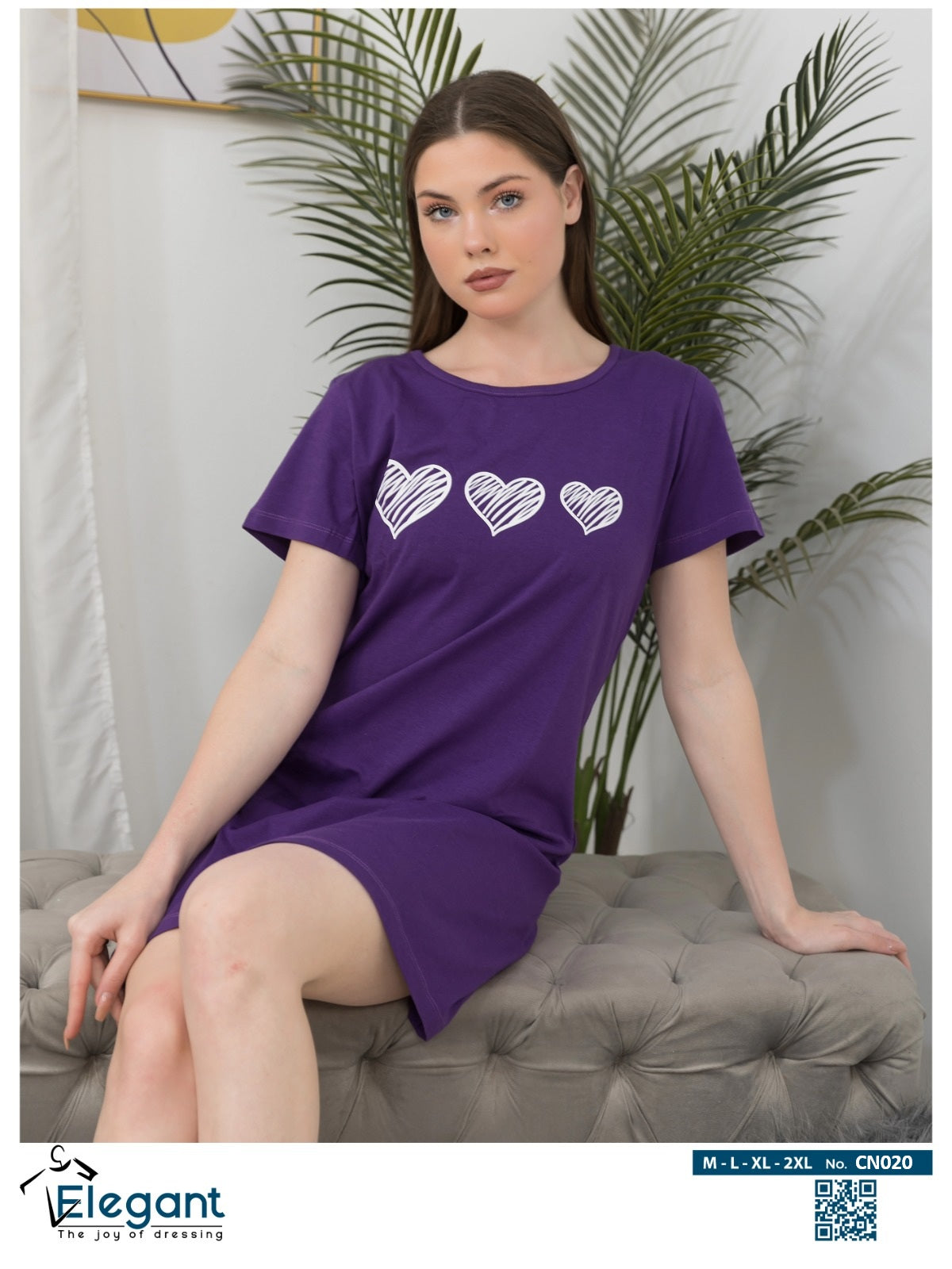 Nightshirt cotton Purple - Hearts