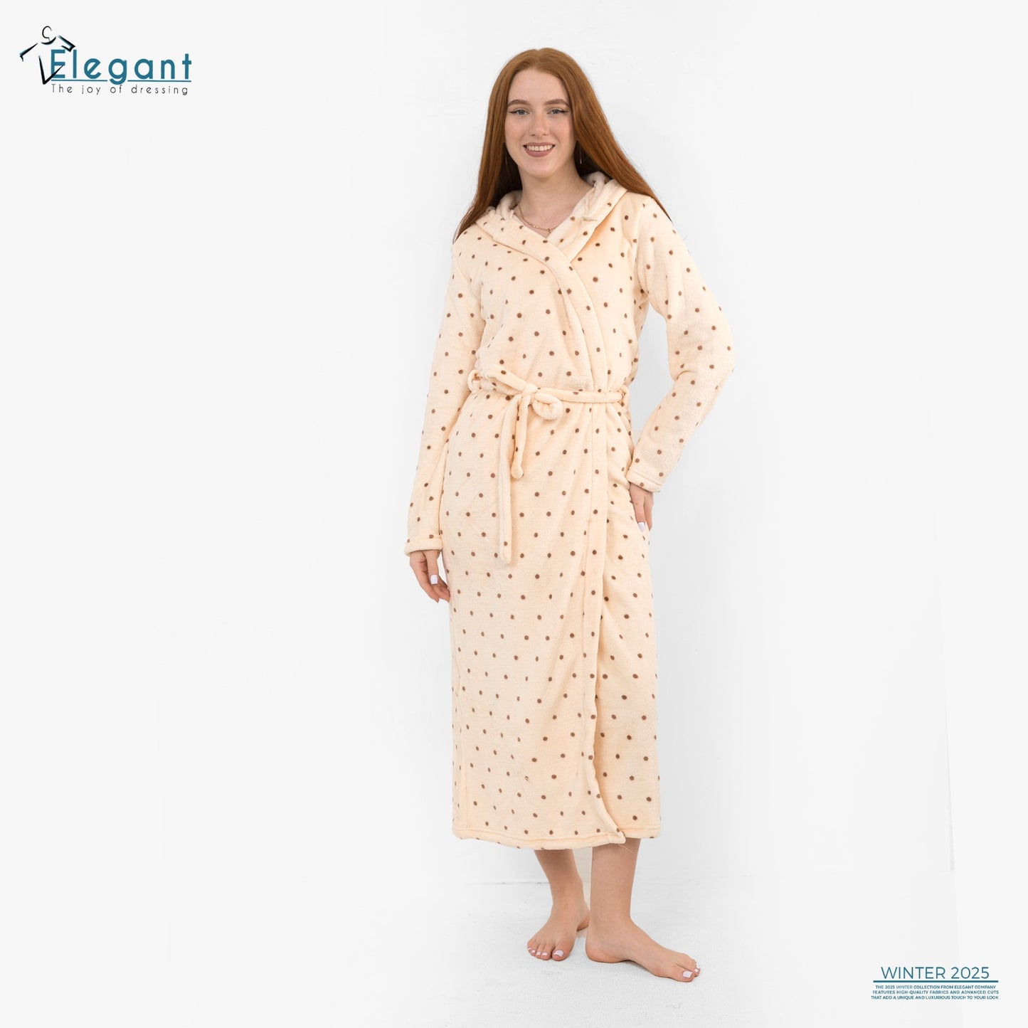 Polar Long Robe Cream - Brownie dots