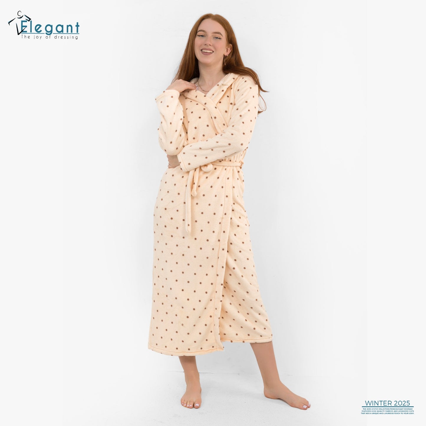 Polar Long Robe Cream - Brownie dots